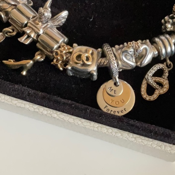 Pandora two tone bracelet with 24 two tone Pandora charms - Picture 5 of 6